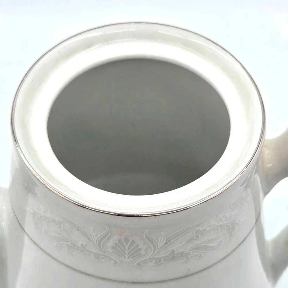 Crown‎ Ming Fine China Jian Shiang Teapot - Royal Palm Design, Silver Trim